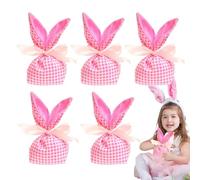 Easter Bunny Favor Bags, Easter Gift Bags - Bunny Ear Candy Treat Bags, 5x Reusable Gift Bags with Bow, Party Favors, Pasta Decorations
