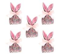 Easter Bunny Favor Bags, Easter Gift Bags | Bunny Ears Goodie Treat Bags | 5x Reusable Gift Bags with Bow, Easter Decorations Party Favors, Party Supplies