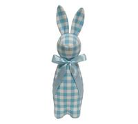 Easter Bunny Figurine,Blue & White Checkered with Ribbon Easter Rabbit Bunny Figurine Decoration Spring Decor,Bunny Figurine,Rabbit Figurine Decoration for Spring,Standing