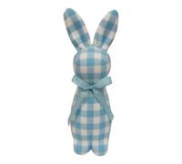 Easter Bunny Figurine,Blue & White Checkered with Ribbon Easter Rabbit Bunny Figurine Decoration Spring Decor,Bunny Figurine,Rabbit Figurine Decoration for Spring,Standing