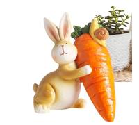 Easter Bunny Figurines, Easter Resin Bunny Statues,Rabbit Figurines with Carrot Table Ornaments - Spring Animal Sculpture Home Decor First