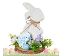 Easter Bunny Figurines, Flower Eggs Wooden Bunnies Decoration Easter Bunnies, Cute Central Table Decoration Easter Statue for Tablecloth Tables