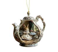 Easter Bunny, Flocked Rabbit Figurines, Colourful Flocked Rabbit Statues for the Table, Living Room, Country Style Easter Decoration 103