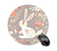 Easter Bunny Floral Mouse Pad with Non-Slip Rubber Base,Small Round Mousepad 7.8" Diameter,Mouse Mat for Computers, Laptop, Gaming, Office & Home