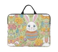 Easter Bunny Floral Print 14in Laptop Case Sleeve Bag â€“ Portable Handle, Business Travel, Commuting, Accessory Pocket
