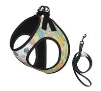 Easter Bunny Floral Print Dog Harness with Leash Set with Thickened Padded Vest for Extra-Small/Small Medium Dogs