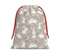 Easter Bunny Floral Print Drawstring Gift Bags For Christmas,Holiday Party Gift Wrapping Bag Assorted Sizes