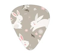 Easter Bunny Floral Print Guitar Pick for Men Women Triangle Instrument Accessories Plectrums(12pcs One sided)