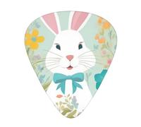 Easter Bunny Floral Print Guitar Pick for Men Women Triangle Instrument Accessories Plectrums(12pcs One sided)