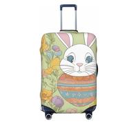 Easter Bunny Floral Print Suitcase Decoraitve Covers Washable Suitcase Cover Travel Luggage Accessories, Black, M