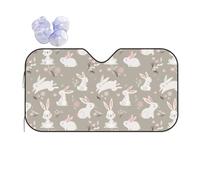 Easter Bunny Floral Printing Windshield Sun Shade for Car. Reflective UV and Heat Shield with Keeps Interior Cool Universal Sedans