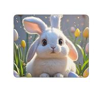 Easter Bunny Gaming Mouse Pad 10x12in, Cute Mouse Mat with Stitched Edges Non-Slip Waterproof Desk Pad Small Mousemat for Keyboard Home Office Gaming Work