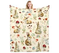 Easter Bunny Gifts Blanket for Girls Women Rabbit Throw Blanket Bunny Themed Stuff Cozy Plush Flannel Bedding Rabbit Gifts for Women Girls Boys Kids Adults Birthday Party Decorations 50"X40"INCH