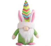 Easter Bunny Gnome Doll 22cm Tabletop Decoration with Knit Finish Soft Cloth Material Spring Home Decor for Shelf Door Wall Garden Centerpiece Green/Pink(A)