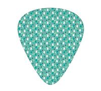 Easter Bunny Guitar Picks 12 Pack Universal ABS Guitar Picks,Continuous Cute Rabbit Pattern Small Trees Flowers,for Acoustic and Electric Guitar,Dark Seafoam