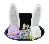 Easter Bunny Hat - Bowler Hat with Bunny Bowls with Flowers | Elegant Role Play, Carnival Headwear, Soft Headwear for Women, Men