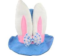 Easter Bunny Hat Kids Mad Hatters Tea Party Hat - Bunny Ears Hat Children Fancy Dress Easter Costume - Blue Pink Plush Top Hat Easter Party School Parade Egg Hunt Soft Comfortable Fit Age 3+