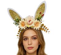 Easter Bunny Headband - Fabric 26 x 25 cm | Cartoon Rabbit Ears Headband Glitter Adjustable Kids Adults Cosplay Party Photo Booth Party Costume Accessories for Birthday Christmas Celebration