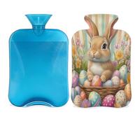 Easter Bunny Hot Water Bottle with Cover, Rabbit Eggs 2L Hot Water Bag for Pain Relief, Neck Soft and Shoulder, Hand Feet Warmer, Hot and Cold Compress for Adult Kids