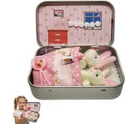 Easter Bunny Hug in a Box, Little Pocket Bunny, Easter Basket Bunny Plush, Personalised Mini Plush Bunny-House Small Pocket Stuffing-Bunnies (Pink)