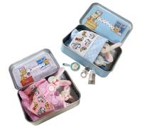 Easter Bunny Hug in a Tin Box - Mini Plush Pocket Bunny Toy, Baby Easter Gifts & Easter Basket Stuffers for Kids (Pink and Blue)