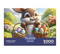 Easter Bunny Impossible Hard Difficult Challenging 1000 Piece Puzzle - Two Bunnies with Egg Baskets for Adults Decompression Great Gift Idea70x50cm/1000pcs