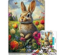 Easter Bunny Jigsaw Puzzles for Adults Teenagers Jigsaws Puzzle,Learning Educational Toys Family Games with Matching Poster And Trivia Sheet (38x26cm)