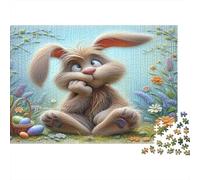 Easter Bunny Jigsaw Puzzles for Adults: Thinking Brown Bunny Educational Games for The Whole Family Women 52x38cm/1000pcs