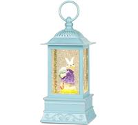 Easter Bunny LED Lighted Snow Globe Lantern, Spring Snow Globe with Continuously Swirling Glitter, Easter Decorations and Gifts