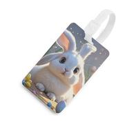 Easter Bunny Luggage Tags with ID Card, Durable Travel Bag Tags, Waterproof Name Tag for Suitcases, Backpacks & Travel Cases White-Style