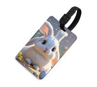 Easter Bunny Luggage Tags with ID Card, Durable Travel Bag Tags, Waterproof Name Tag for Suitcases, Backpacks & Travel Cases Black-Style