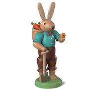 Easter bunny, male, gardener, height 11 cm / 4 inch, coloured, or.. MU 42159 NEW