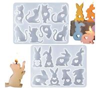 Easter Bunny Mold - 2 Pieces Reusable Flexible DIY | Epoxy Shapes Silicone Easter Decoration - For Candle Making, Resin Art, Spring Holidays and Creative Projects for All