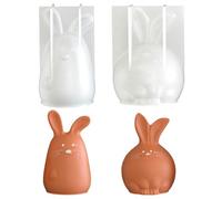 Easter Bunny Molds, 2PCS Silicone Chubby Rabbit Candle Moulds Easter Rabbit Mould for Handmade Soaps Poxy Resin Plaster