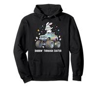 Easter Bunny Monster Truck Dabbing Through Easter Egg Hunt Pullover Hoodie
