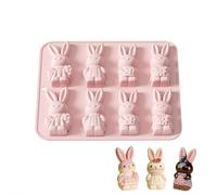 Easter Bunny Mould, 8 Cavities Silicone Chocolate Mould Rabbit Shape Easter Candy Mold for DIY Chocolate Candy Muffin Jelly Candy, Easter Party Supplies Gift