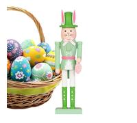 Easter Bunny Nutcracker Figures - Wooden Rabbit Table Centerpiece, Decorative Spring Statue, Festive Ornament | Tabletop, Holiday, Mantel, Fireplace, Stair, Outdoor, Porch, Apartment, Home, Seasonal D