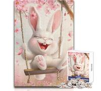 Easter Bunny On A Swing Jigsaw Puzzles for Teenagers 1000 Brain Teaser Educational Game Memorable Heartfelt Gift Option Size 38x26cm