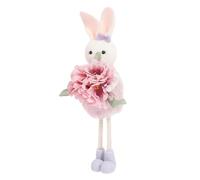 Easter Bunny Ornament - Polyester Cotton Spring Home Decor Rabbit Doll | Hanging Tabletop Decoration - 20cm Violet Green Indoor Outdoor Accent For Holiday Party Fireplace Shower
