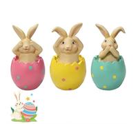 Easter Bunny Ornament, See No Evil Hear No Evil Speak No Evils Bunny Figurine Egg Decorations, Resin Rabbit Statue for Living Room, Office, Bookhelf, Bedroom