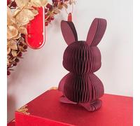 Easter Bunny Paper Honeycomb Decoration,3D Beehive Rabbit Figures for Dessert Table Decor, Easter Party Supplies Foldable Reusable Minimalist Table Topper for Spring Home Garden Decor (2, Burgundy)