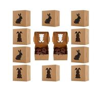 Easter Bunny Paper Treat Boxes, 12 Cute Window Containers, Ideal for Party Snacks, Candy, Chocolate, Birthdays, Valentines, Thanksgiving, Holiday Parties, Home, Office, or Weekday Festive Packaging
