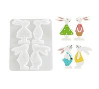 Easter Bunny Pendant Silicone Mold, Rabbit Shape Resin Mold for DIY Jewelry, Easter Hanging Ornament Mold for Epoxy Resin, Clay, Wax, Plaster and Soap Making