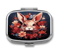 Easter Bunny Pill Box Medicine Pill Organizer Small Pill Case Travel Pill Container Portable Pill Case for Pocket 2 Compartment Pill Holder Pill Boxes for Travel