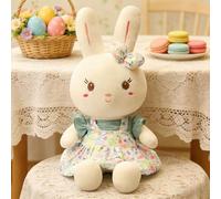 Easter Bunny Plush, Cute Floral Bunny Teddy Plush Toy, 60cm Soft Rabbit Stuffed Animal with Dress & Bow, Easter & Spring Decor Gifts for Kids, Girls, Rabbit Lovers (Green)