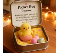 Easter Bunny Pocket Hug,Mini Bunny Pocket Hug Gift with Greeting Card and Box,2026 New Soft Felt Rabbit Mini Bunn-y Hugs in Box,EmotionalSupport Rabbit Easter Decorations for Family and Friends