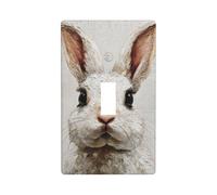 Easter Bunny Portrait Vintage Rustic Light Switch Cover Decorative Single Toggle 1 Gang Wall Plate for Kitchen Farmhouse Bedroom Bathroom Art Decor