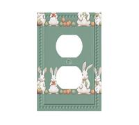 Easter Bunny Premium One-Gang Decorative Switch Plate Cover with Textured Fabric-Grain Finish & Accent Dot Design â€“ Durable Pc Material Wall Plate for Residential and Commercial Use