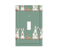 Easter Bunny Premium One-Gang Decorative Switch Plate Cover with Textured Fabric-Grain Finish & Accent Dot Design â€“ Durable Pc Material Wall Plate for Residential and Commercial Use