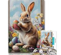 Easter Bunny Rabbit 1000 Piece Jigsaw Puzzles for Teenagers Gifts,Game Toys Every Piece Is Unique - Challenging Family Fun Game (38x26cm)